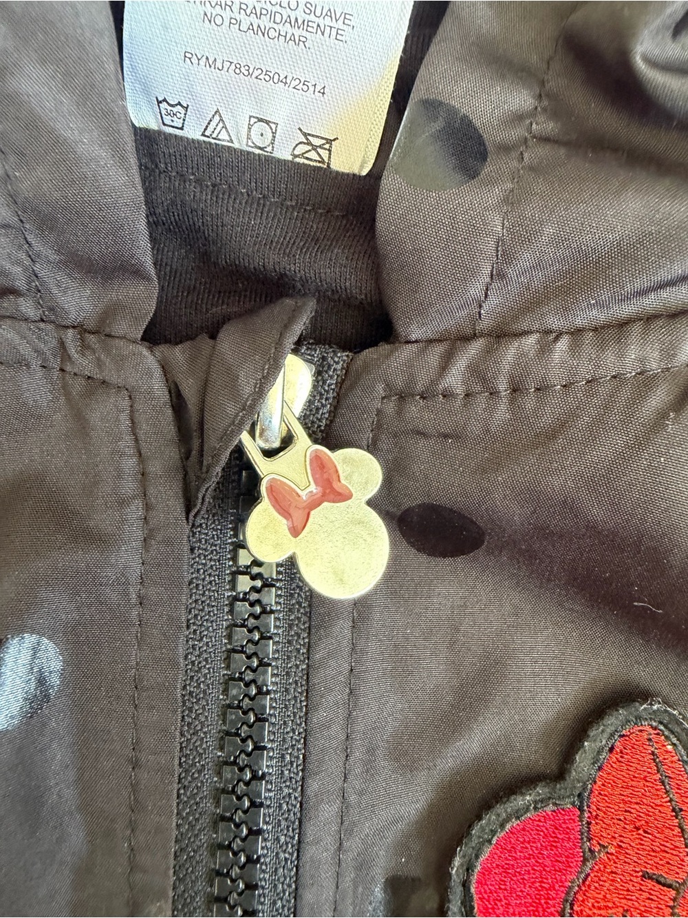 Disney Minnie Mouse Girls Hooded Jacket 2T Black Polka Dot - Picture 5 of 7
